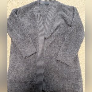 Barefoot Dreams Cozychic Ribbed Knit Trim Blue/Grey Cardigan